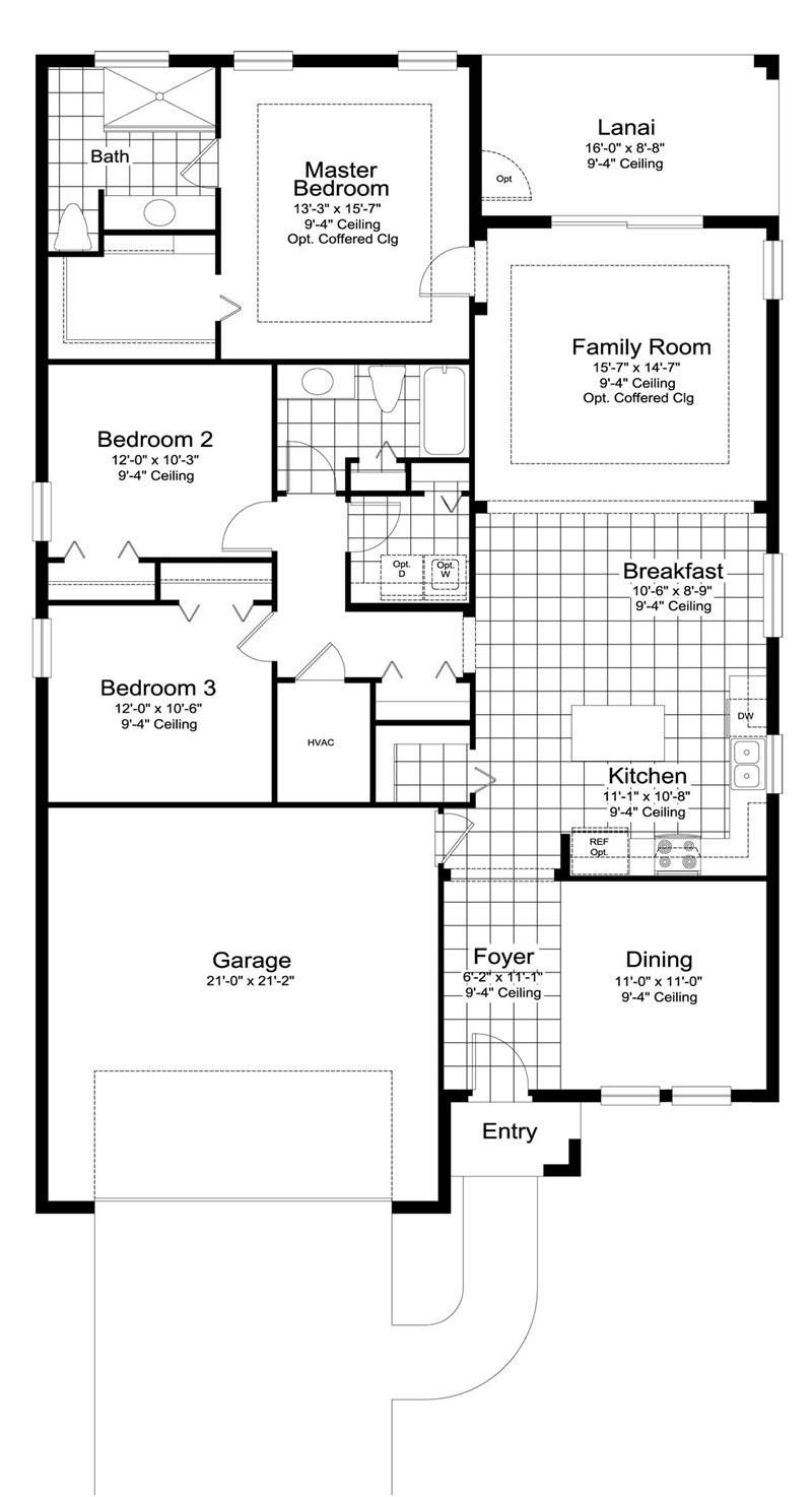 Fresh Water 2 Floor Plan in Canopy, Naples by Neal Communities, 3 Bedrooms, 2 Bathrooms, 2 Car garage, 1,772 Square feet, 1 Story home