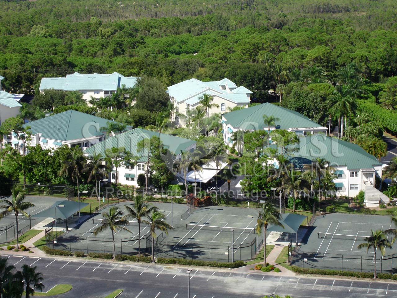 Harbourside Overhead View of the Condominiums and the Tennis Courts