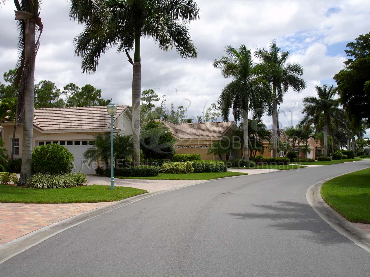Cypress Pointe Preserve neighborhood of single family homes with stamped or pavered driveways and 2 car garages