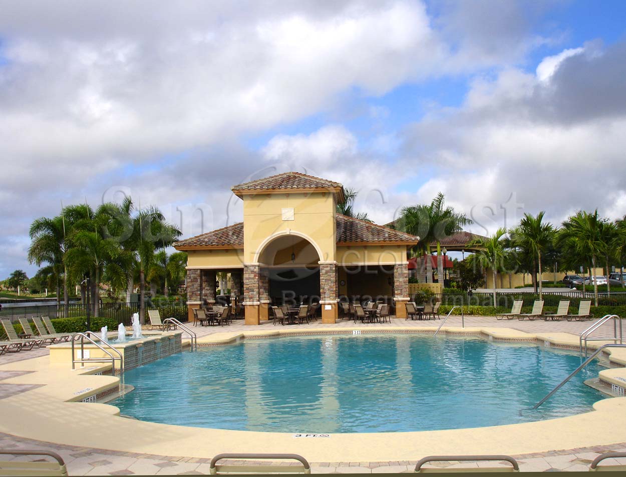 HERITAGE BAY Golf and Country Club fitness center, pool area and bar