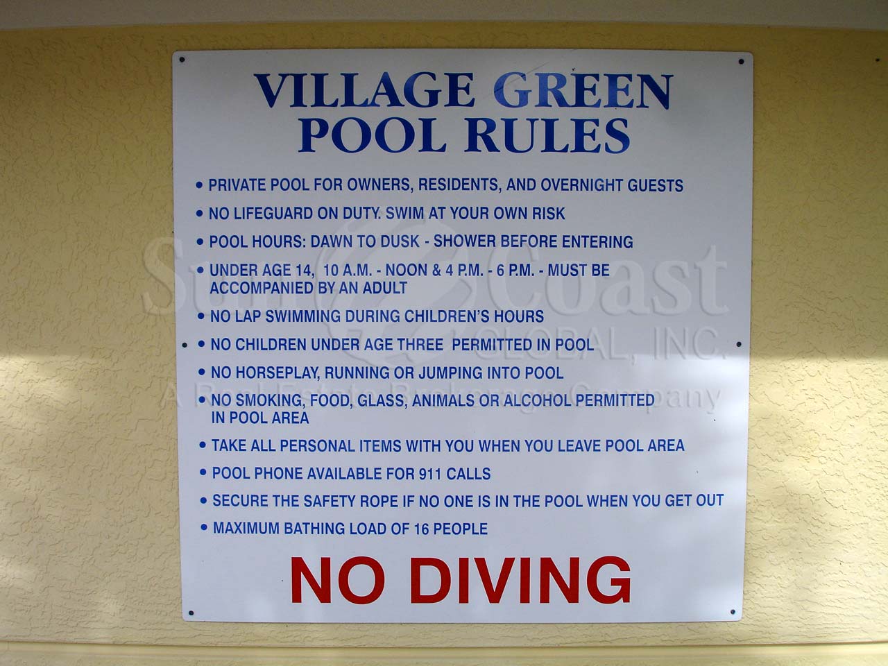VILLAGE GREEN Pool Signage