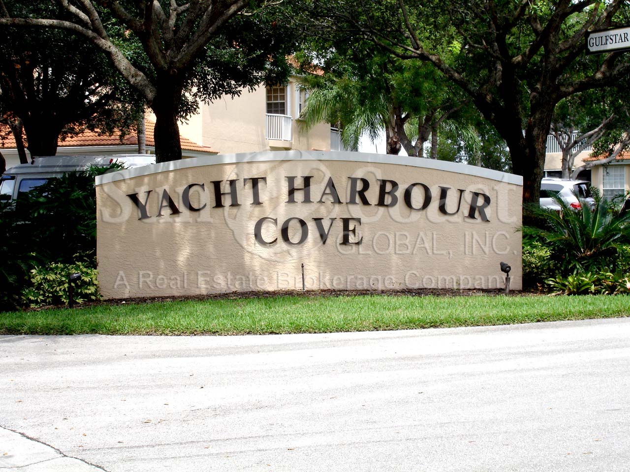 Yacht Harbour Cove entrance sign.