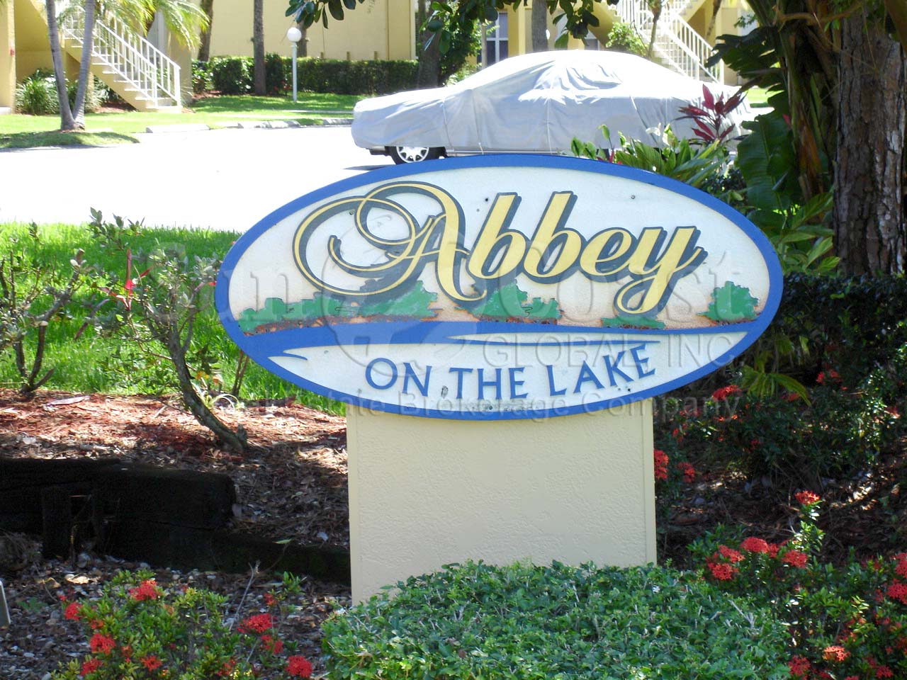 Abbey on the Lake sign